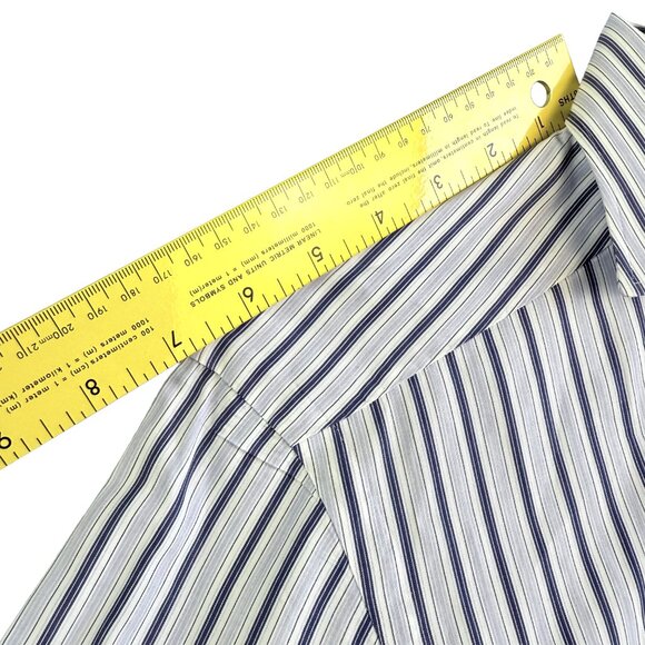 KITON Striped luxury Dress Shirt Blue White Made in Italy Size 15.5 /39 - Picture 12 of 13